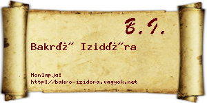 Bakró Izidóra névjegykártya